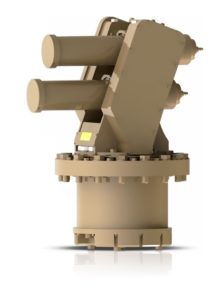 Die IRON FIST-Werfereinheit. In Abhängigkeit von der Fahrzeuggröße und -form werden eine oder mehrere Einheiten integriert. Hinzu kommen die EO/Radar-Sensoren.